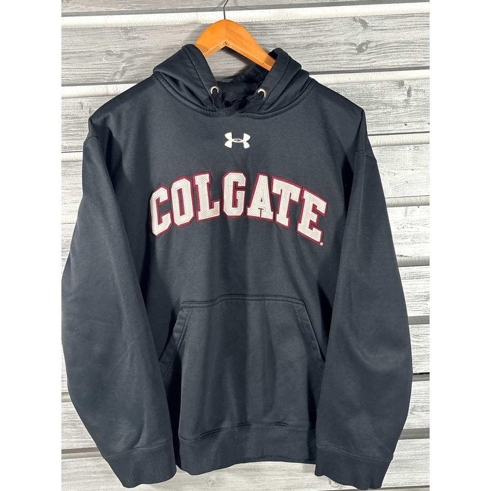 Under Armour Colgate University Raiders Hoodie Sweatshirt Mens M Black vtg
